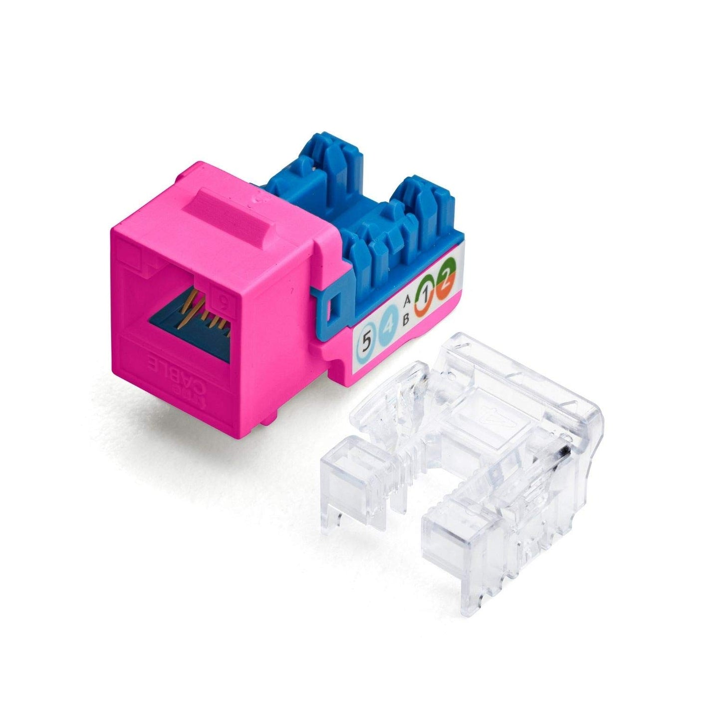 trueCABLE Cat6 Keystone Jack, Unshielded (UTP), 90 Degree Punch-Down, PoE++ (4PPoE) 100W, UL Listed, ETL Verified, ANSI/TIA Certified, Modular RJ45 Female, Pink, 24 Pack