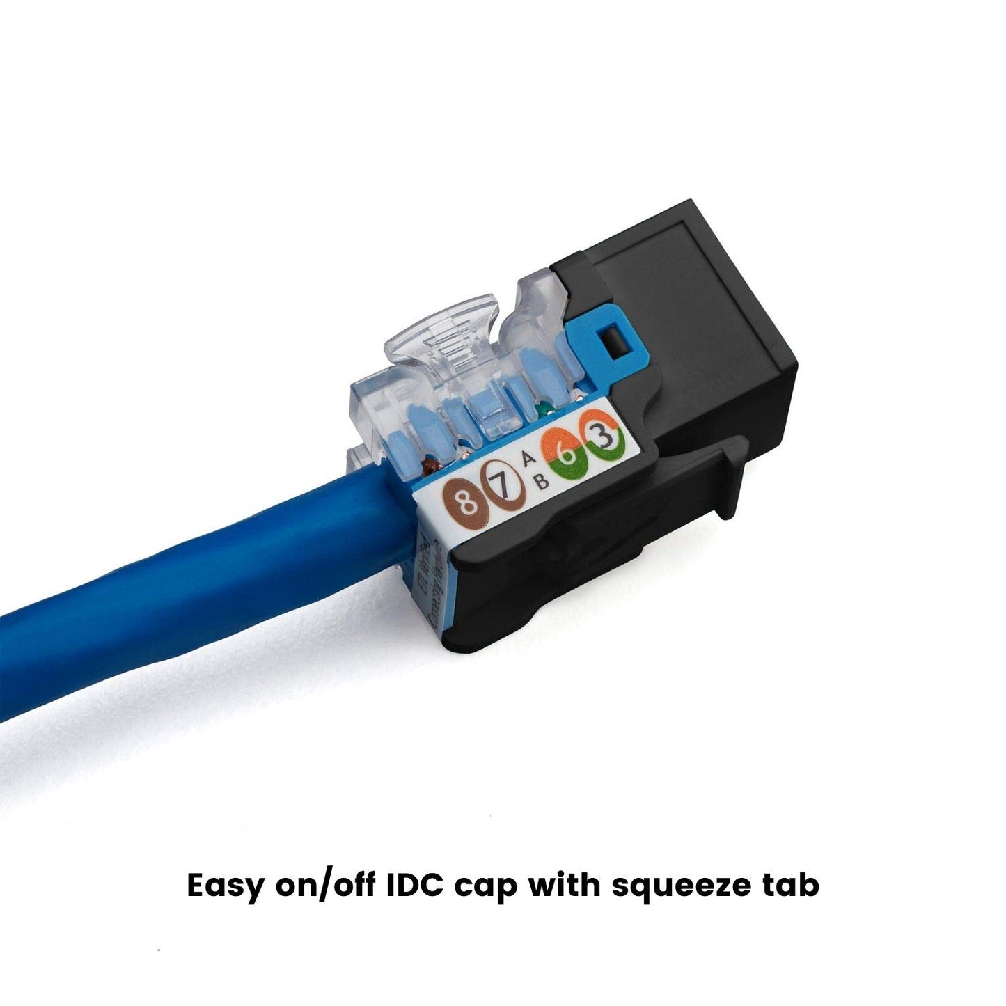 trueCABLE Cat6 Keystone Jack, Unshielded (UTP), 90 Degree Punch-Down, PoE++ (4PPoE) 100W, UL Listed, ETL Verified, ANSI/TIA Certified, Modular RJ45 Female, Black, 12 Pack