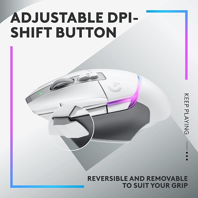 Logitech G502 X Plus Wireless Gaming Mouse - LIGHTSPEED Optical, LIGHTFORCE Switches, LIGHTSYNC RGB, HERO 25K Sensor for PC/Mac - White