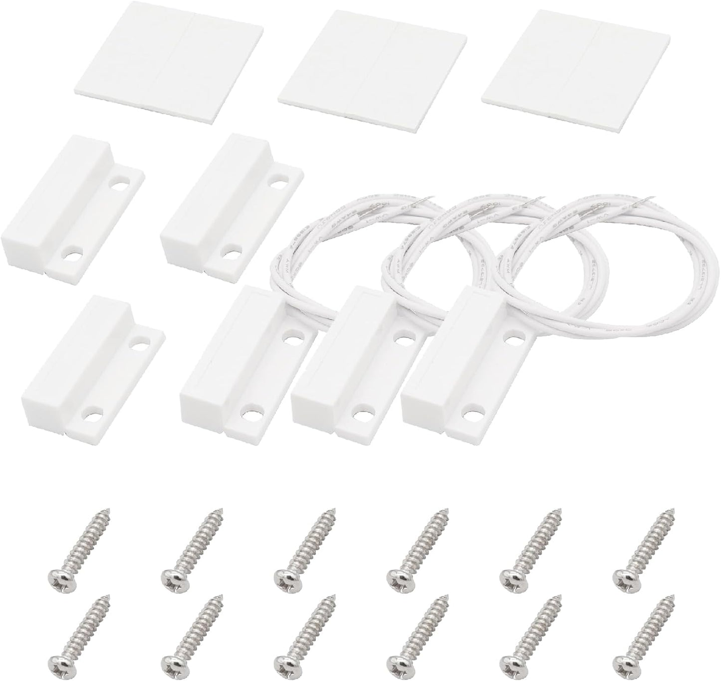 3Pcs Magnetic Reed Switch Wired Surface Mount Normally Open NO Contact Sensor Alarm Magnetic Door Switch with 2 Wires, ABS, MC-38