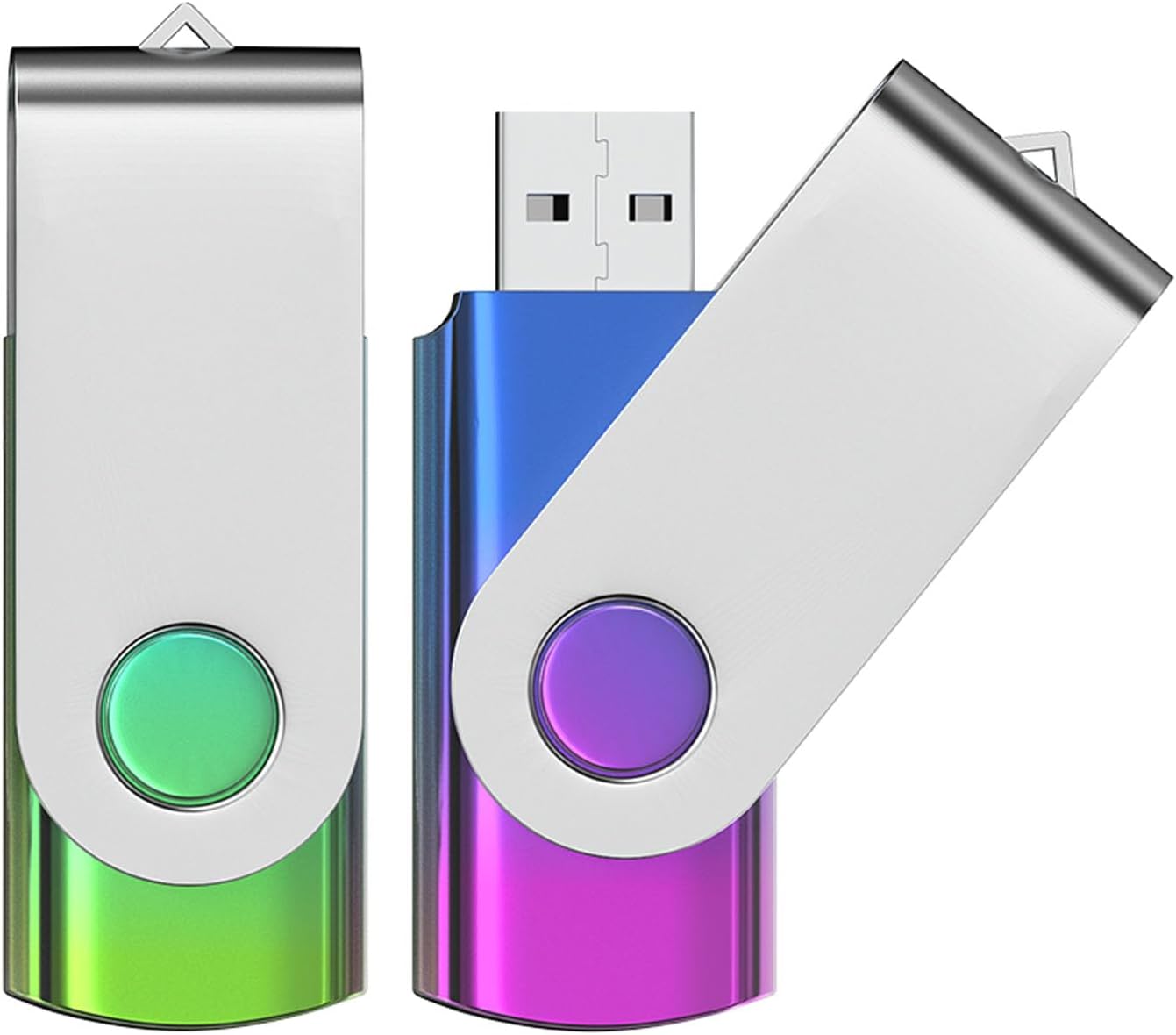 ABLAZE 8GB Flash Drive 2 Pack, USB 2.0 Thumb Drives with Lanyards Swivel USB Memory Stick 8GB（Green and Purple
