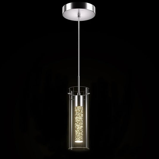 1 Pack Pendant Ceiling Light Fixture, Pendant Lights for Kitchen Island Crystal Pendant Light, 1-Light Integrated Kitchen Hanging Light Fixture Modern Island Light with Bubble Glass