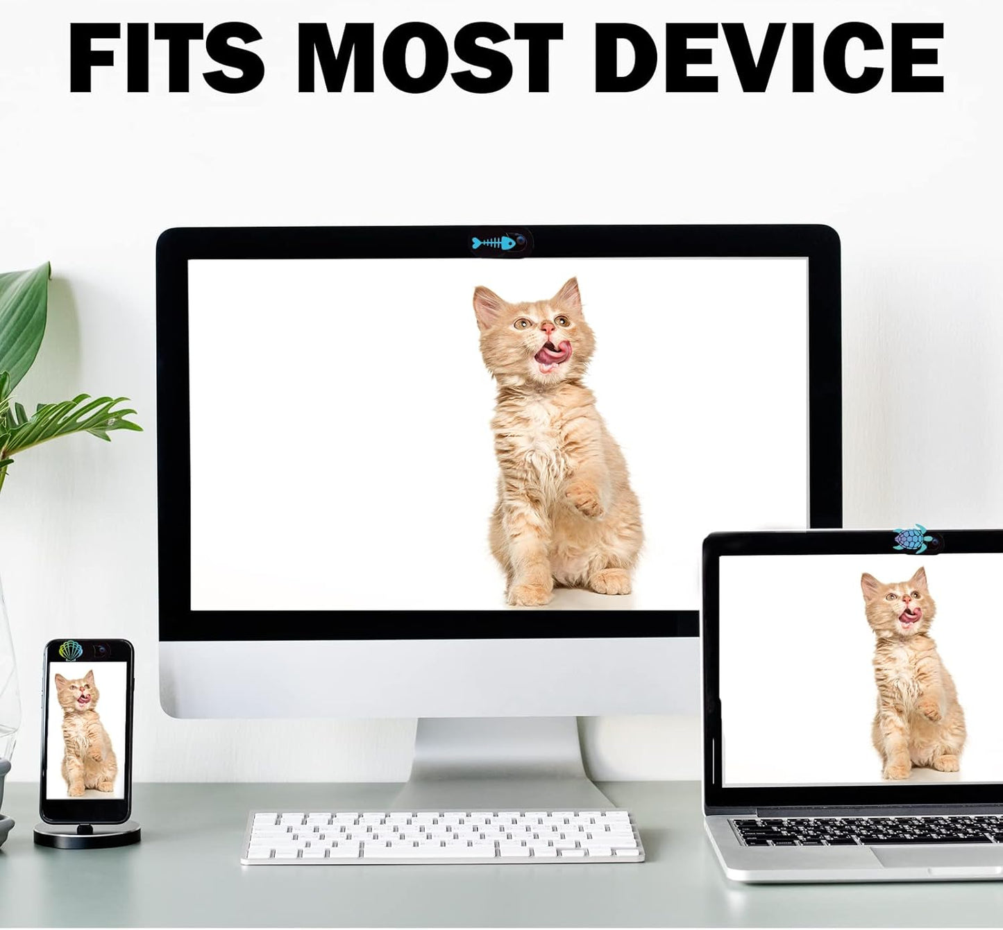 Laptop Camera Cover Slide Webcam Cover for Privacy Fits for Mini PC, PC, Surface, Tablet, Desktop Computer, Smart Phone - 3 Packs, Ocean