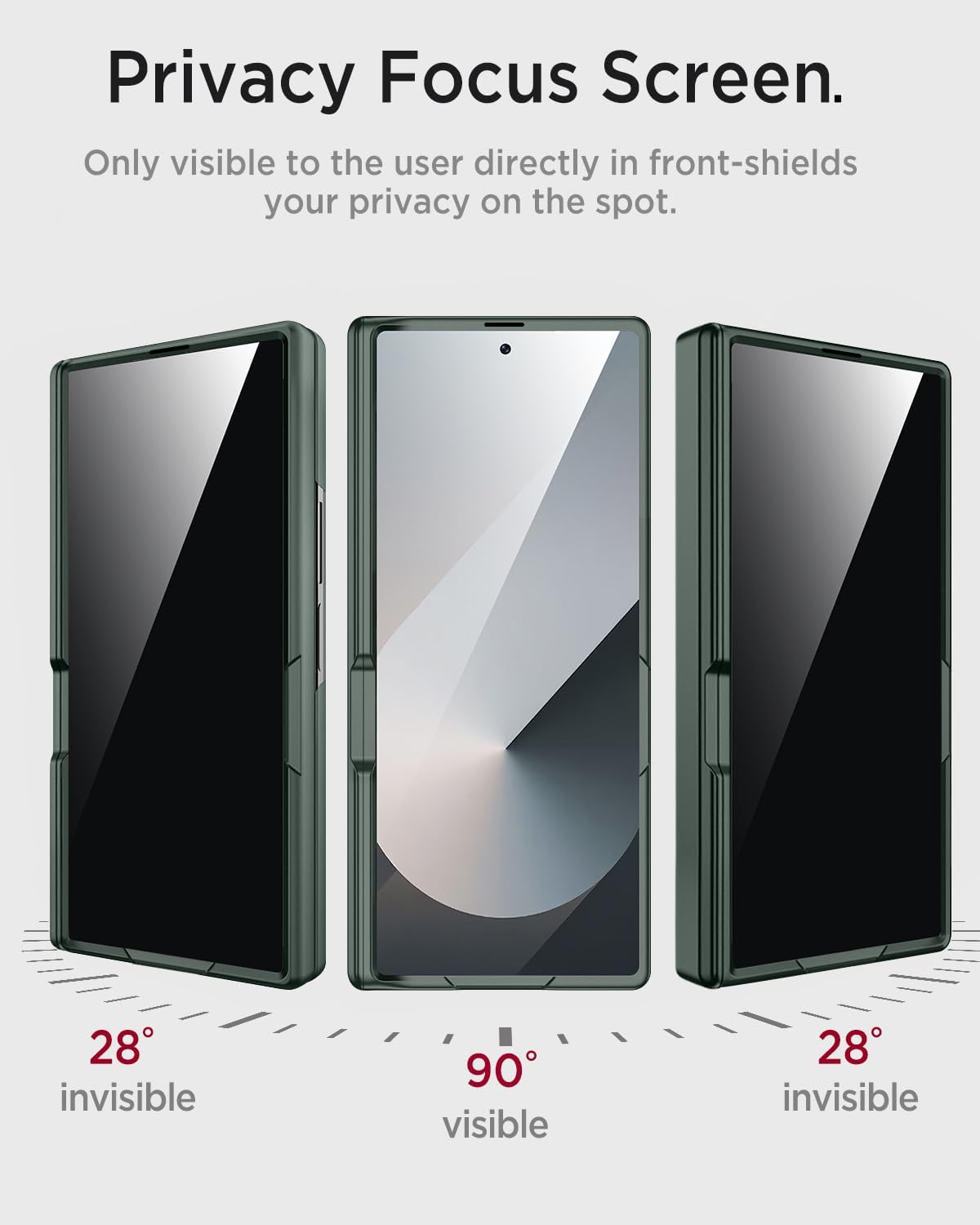 Miimall for Z Fold 7 Case with Privacy Screen Protector, [Military Grade Drop Protection] Built-in Adjustable Kickstand & Magnetic Hinge Protection Shockproof Phone Case for Galaxy Z Fold 7 5G Green