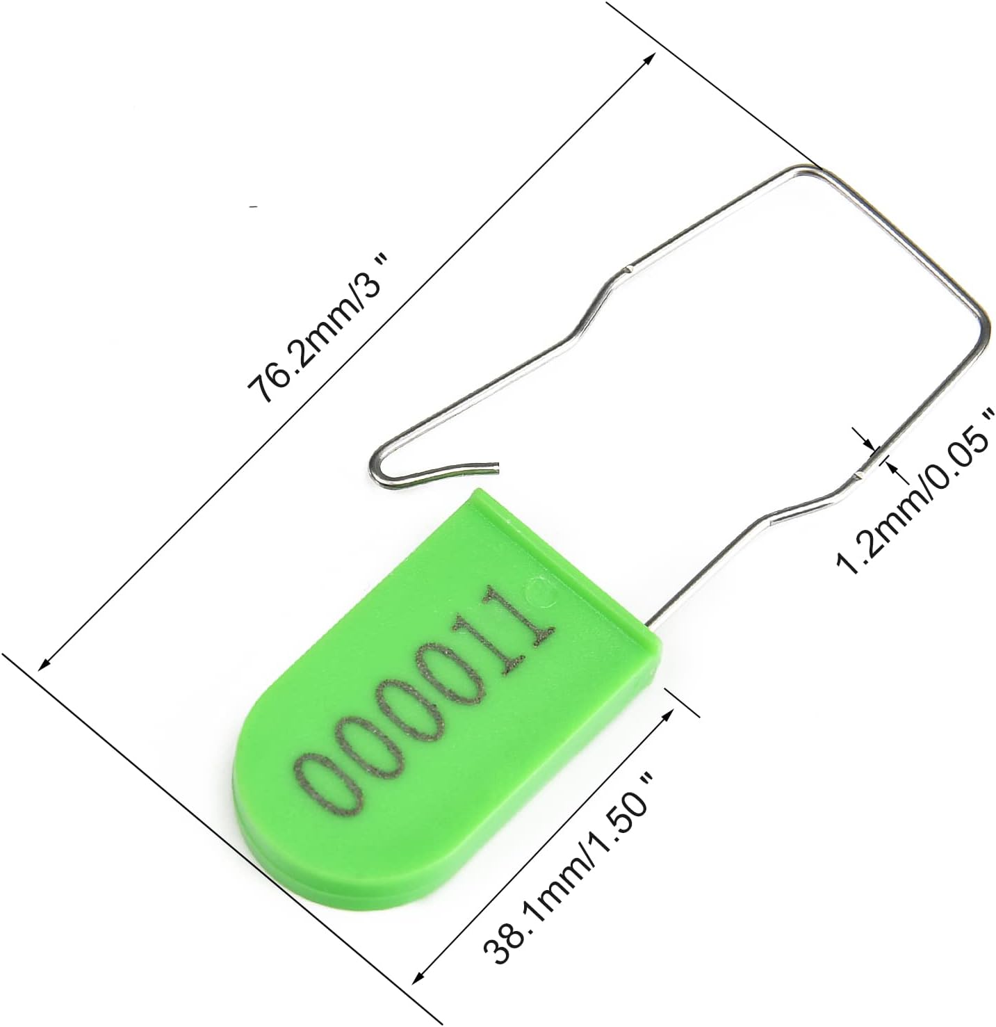 50PCS Plastic Padlock Security Seals Metal Wire Padlocks Electric Meter Lockout Tags Self-Locking Numbered Anti Tamper Seal Lock Green