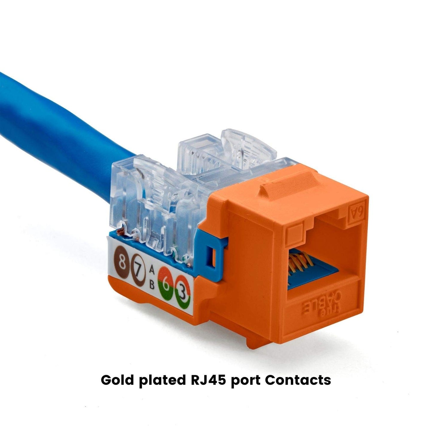 trueCABLE Cat6A Keystone Jack, Unshielded (UTP), 90 Degree Punch-Down, PoE++ (4PPoE), UL Listed, ETL Verified, ANSI/TIA Certified, Modular RJ45 Female, Orange, 12 Pack
