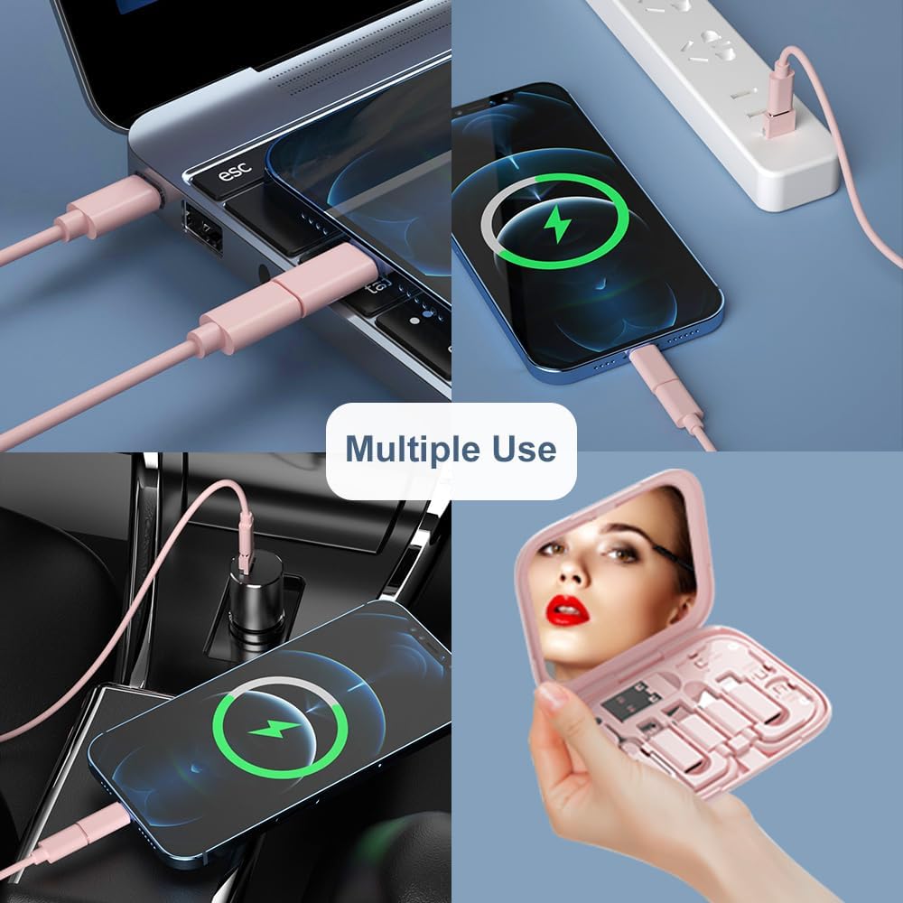 USB-C to USB Adapter, USB C Male Cable Box Contains Makeup Mirror/USB C Cable/Micro USB to USB C/USB A to USB C, Cell Phone OTG Adapters for iPhone 15/16 Pro, Google Pixel, Samsung Galaxy…