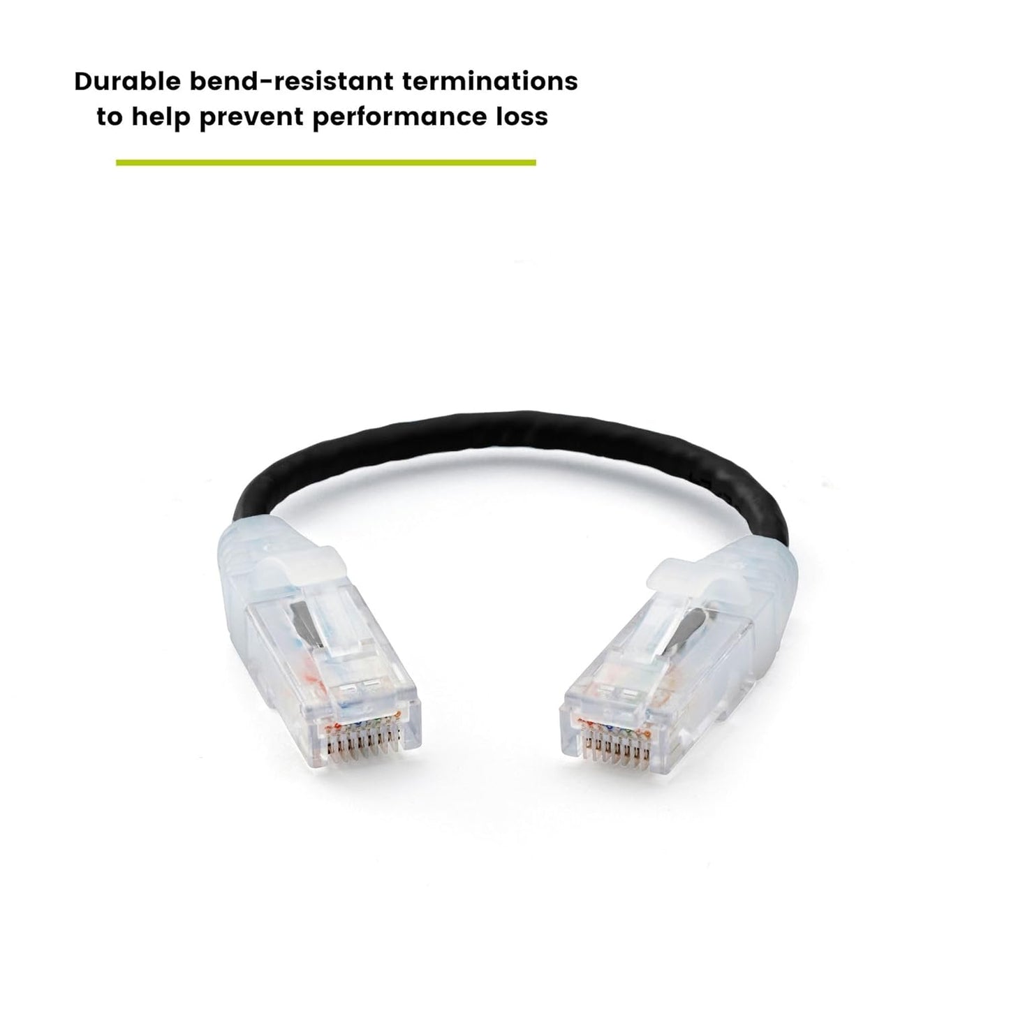 TRUECABLE Cat6 Component Rated Patch Cable, Unshielded (U/UTP), 6in, Black, 28AWG Solid Copper, Snagless 10G High-Speed Ethernet Cable, PoE++ 4PPoE 100W, UL Listed, RoHS-3, 1 Pack