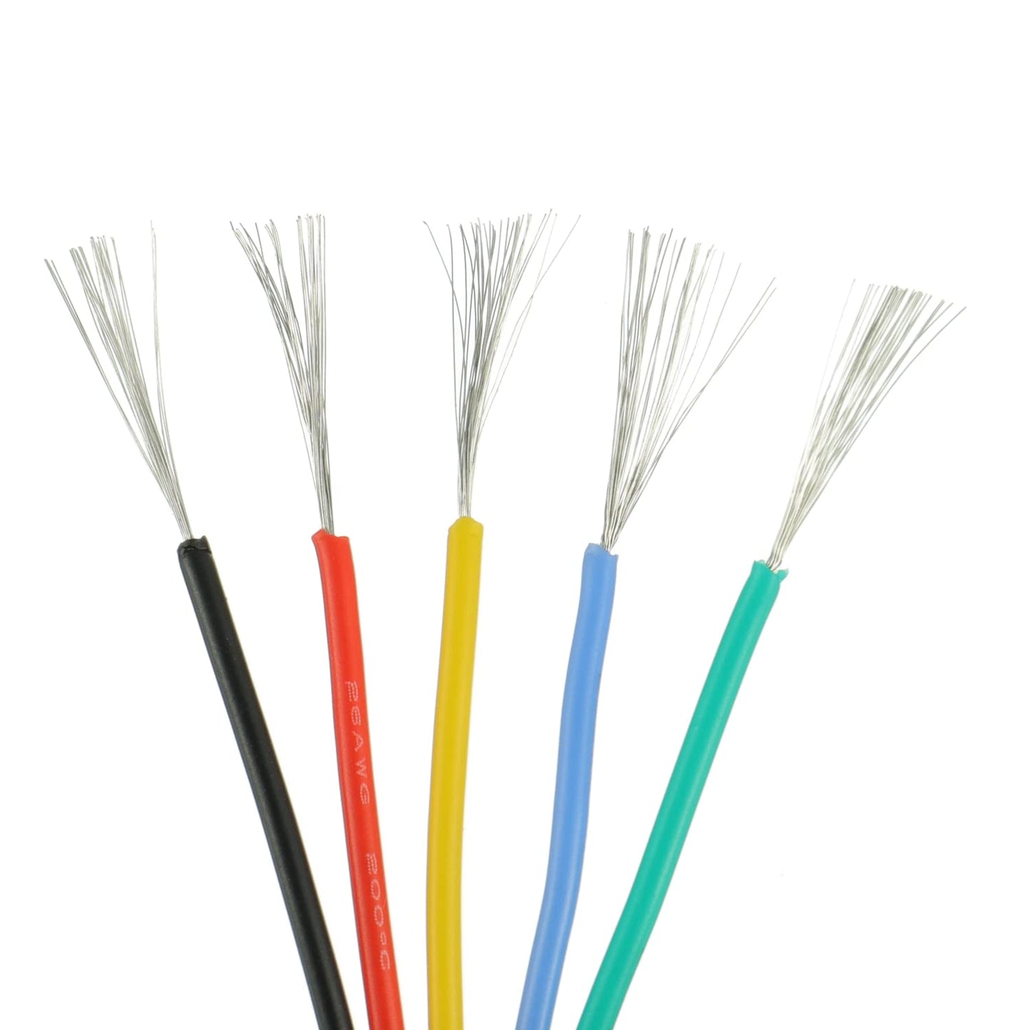 BOJACK 26 AWG Flexible Silicone Wire Electric Wire Hook up Wire Kit 300V Cables with Plus 20 φ3mm Heat Shrink Tubings and a Mini Wire Stripper(5 Colors 32.81Ft Each Color, 26AWG)
