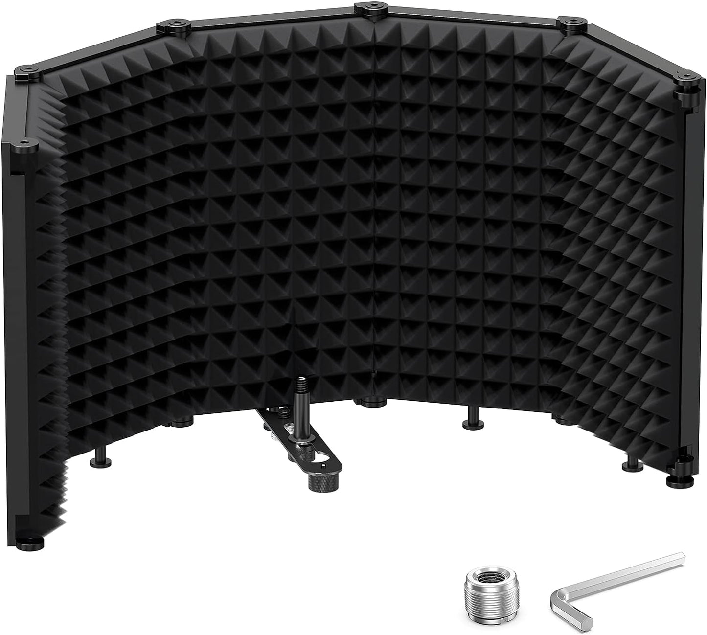 Moukey Microphone Insulation Sound Insulation Sound Shield Isolation, 5 Sides Microphone Sound-Absorbing Foam Reflector for Recording Studio, Podcasts, Vocals and Broadcasting