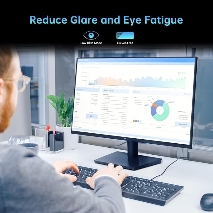 KTC 24 Inch 1080P Full HD Computer Monitor, 100Hz HDR10 Frameless Gaming Monitor with Freesync, HDMI & VGA Ports PC Monitor for Working, VESA, Tilt Adjustable, Eye Care