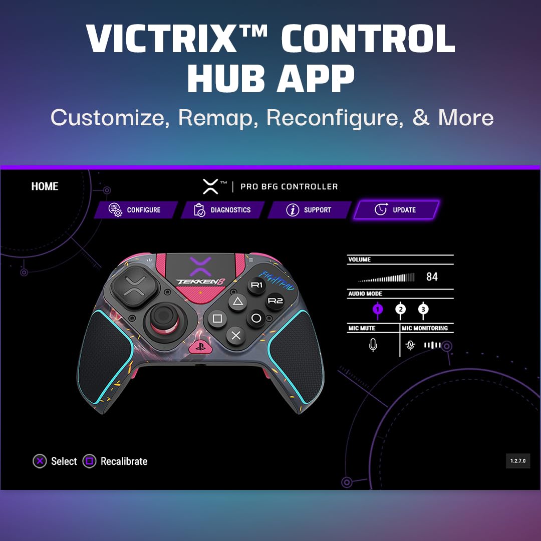 PDP Victrix Pro BFG Wireless Controller for PS4/PS5/PC, Sony 3D Audio, Modular Back Buttons/Clutch Triggers/Joystick, Tekken 8 Rage Art