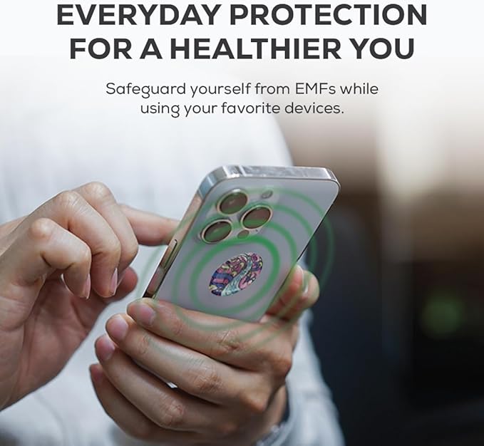 Pack of 6 EMF Stickers for Cell Phone- 5G Ready Harmonizer Stickers Proudly Made in USA for Cell Phones, Laptops or Tablets- EMF mega Shield for All Electronic Devices (Healing River)