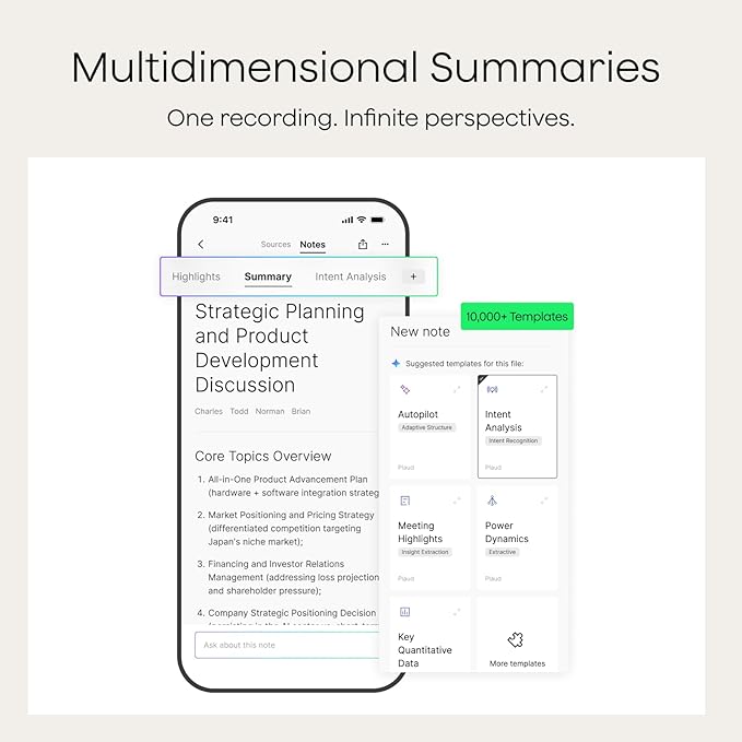 Plaud NotePin Voice Recorder, AI Voice Recorder, App Control, AI Notetaker, AI Transcribe & Summarize, Support 112 Languages, 64GB Memory, Audio Recorder for Lectures, Meetings, Cosmic Gray