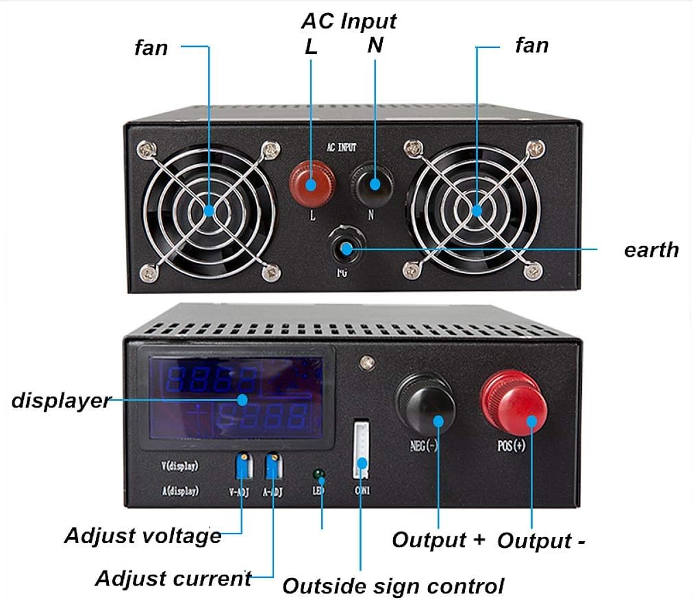 Switching Power Supply 3000W AC-DC Converter Digital Display Current Voltage Adjustable DC 0-48V 62.5A for CCTV, Computer Project, 3D Printer, LED Strip Light, Router