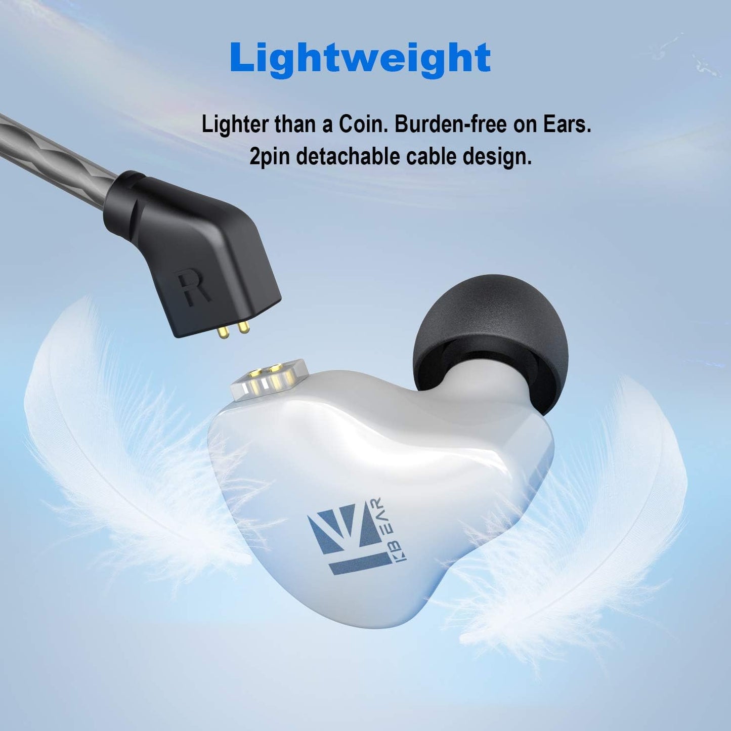 YINYOO KBEAR KS1 in Ear Monitor Bass Earbuds Wired Earbuds,Clear Sound Stereo Headphones, Vocals Forwards High Resolution Noise Canceling Earphones, Dual Magnectic Circuit Dynamic Detachable Cable