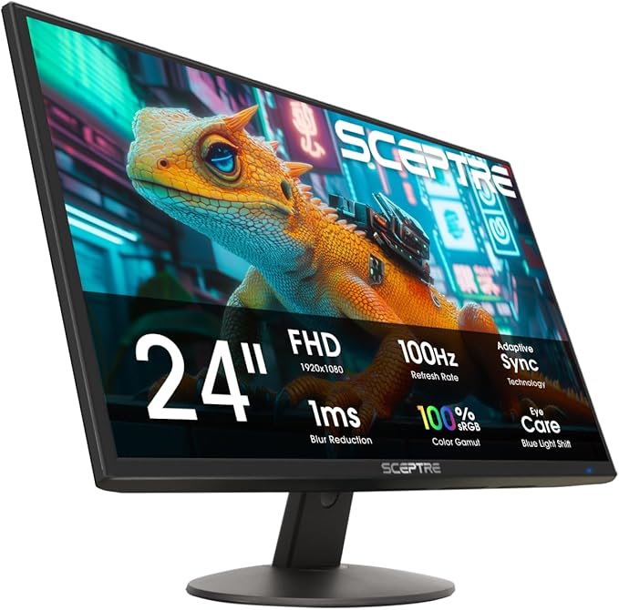 New! Sceptre 24-inch Prime Monitor 100Hz 100% sRGB HDMI x2 VGA Build-in Speakers Machine Black 2026 (E248W-19203R Series)