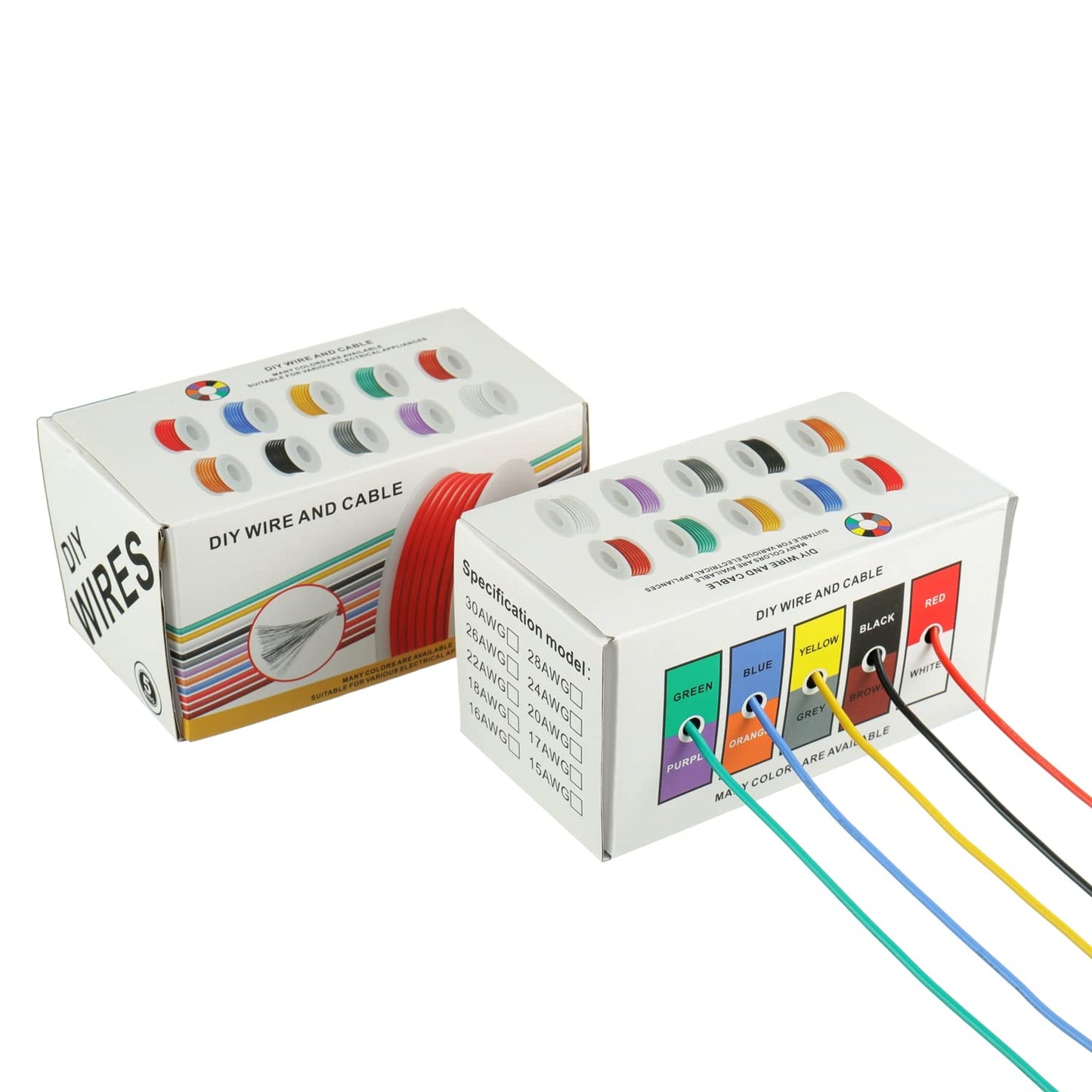 BOJACK 18 AWG Flexible Silicone Wire Electric Wire Hook up Wire Kit 300V Cables with Plus 20 φ3mm Heat Shrink Tubings and a Mini Wire Stripper(5 Colors 16.4Ft Each Color, 18AWG)