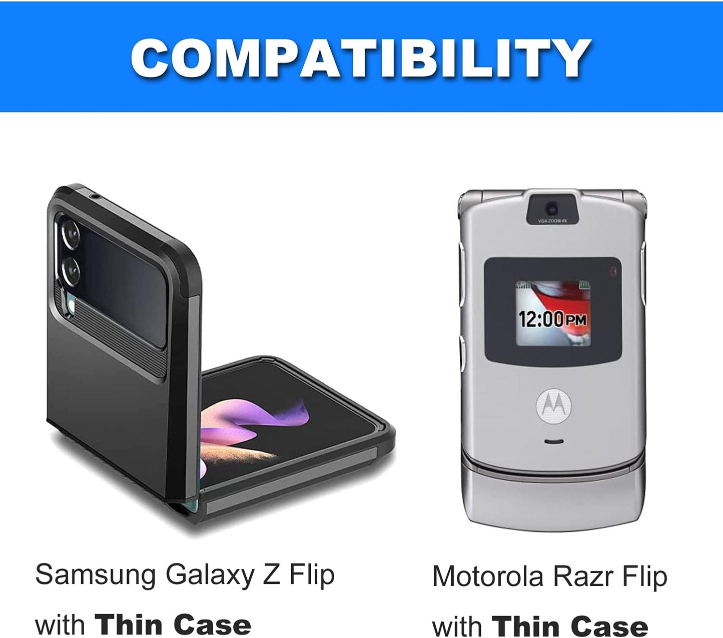 BECPLT for Galaxy Z Flip7 /6/5/4/3 Z Flip 5G Case 360 Rotating Leather Pouch Belt Case Holster for Motorola Razr 40 Ultra /40 Motorola Razr 5G Razr 2022/2019 -Black
