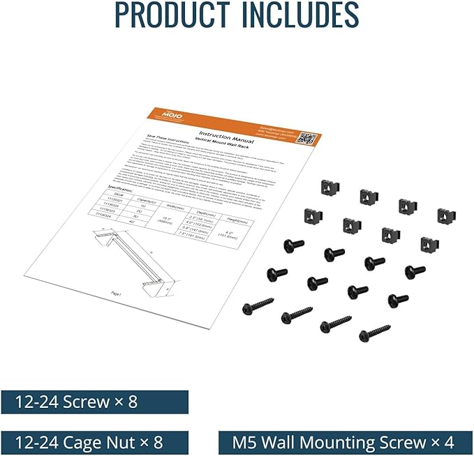 Tecmojo 2U Vertical Wall Mount Rack,Foldable Vertical Rack and Wall Mountable Patch Panel Bracket,Server Rack for 19" Rack Mount Network,Server and Data Equipment