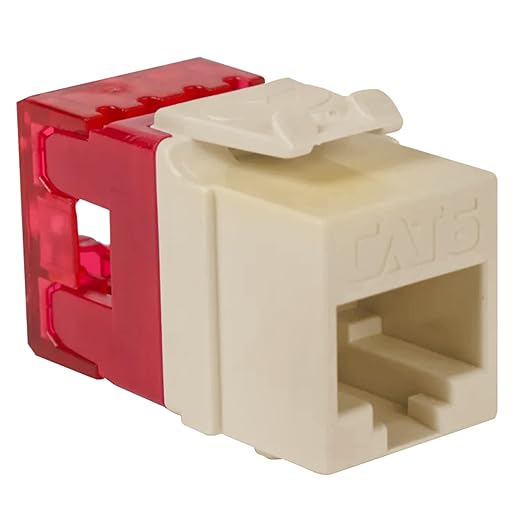 ICC CAT6 Keystone Jack with Slim Profile 180 Degree Punch Down, RJ45 UL Listed PoE++ TAA Compliant for Wall Plate or Patch Panel, Works with JackEasy Termination Tool, Almond