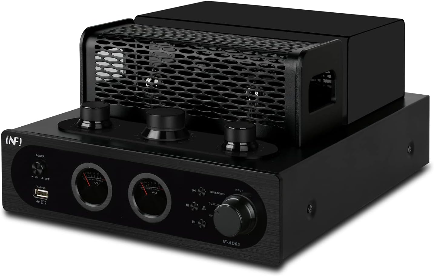 INFI Audio Hybrid Class AB Tube Amplifier 6N3 Power Amp with Bluetooth Home Audio HiFi Stereo Receiver Integrated Amp AUX Bluetooth USB Charger Optical Coaxial Sub-Out