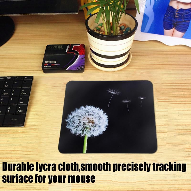 Mouse Pad, Gaming Mouse Pad, Non-Slip Rubber Base Mouse Mat with Designs for Laptop, Computer & Office, 9.5 x 7.9 x 0.12 inches (Dandelion 2)