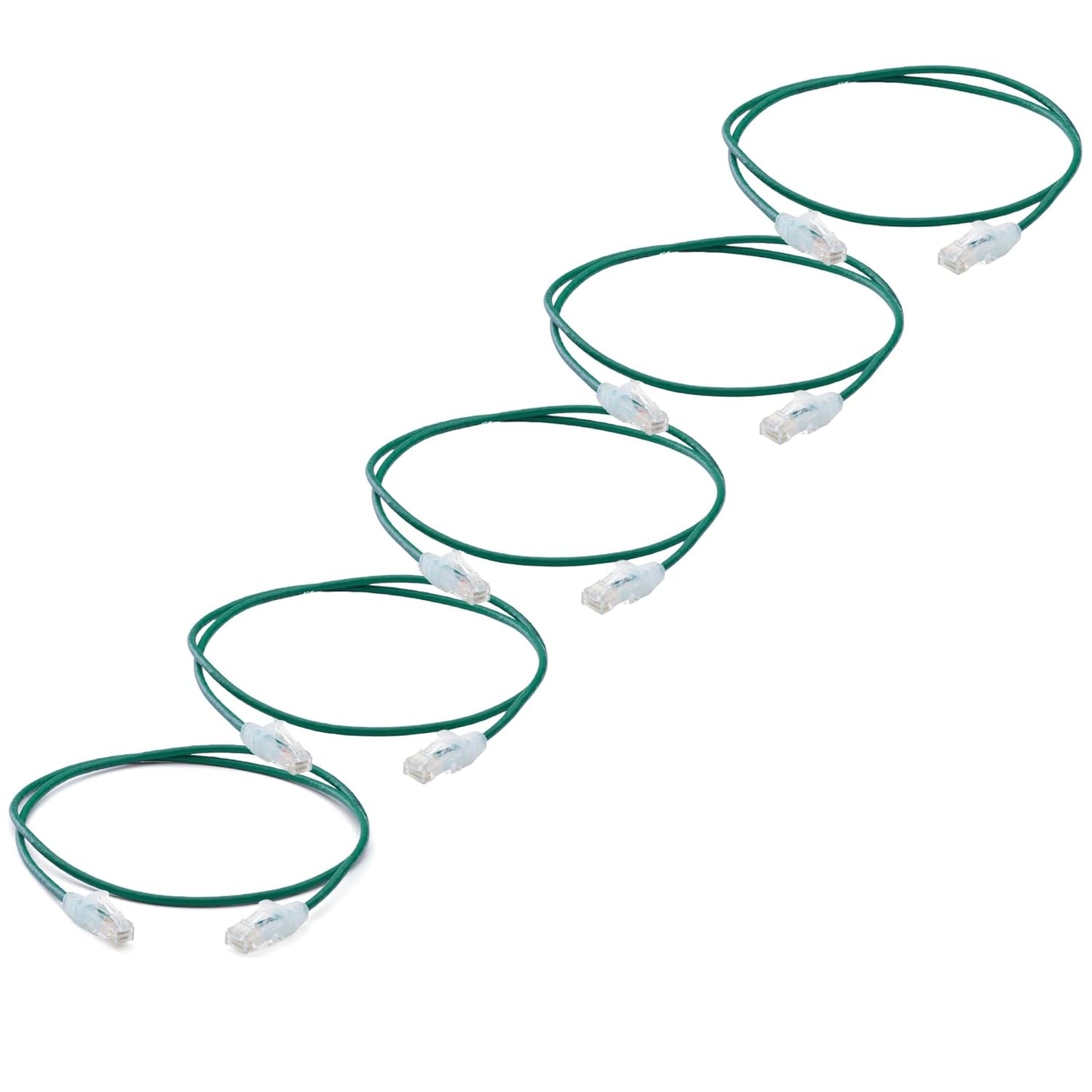 TRUECABLE Cat6 Component Rated Patch Cable, Unshielded (U/UTP), 3ft, Green, 28AWG Solid Copper, Snagless 10G High-Speed Ethernet Cable, PoE++ 4PPoE 100W, UL Listed, RoHS-3, 5 Pack