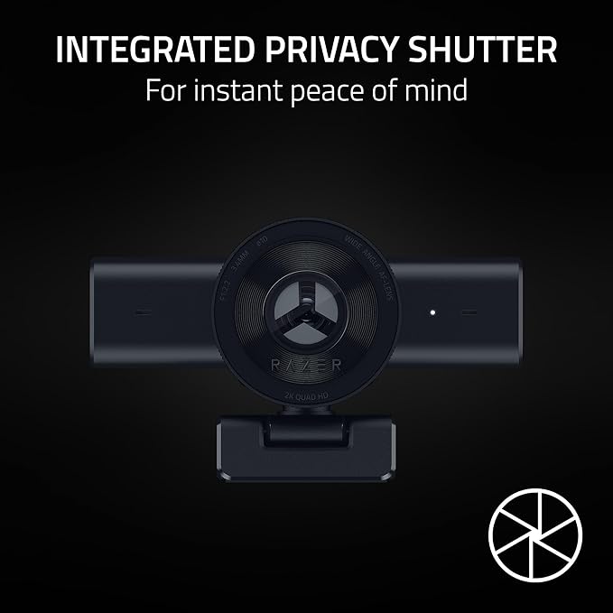Razer Kiyo V2 X Streaming Webcam: 1440p 60 FPS - Auto Focus - Built-in Microphone - Wide Angle Lense - Integrated Privacy Shutter - Works with OBS, Xsplit, Streamlabs, Discord, Zoom, Teams - Black