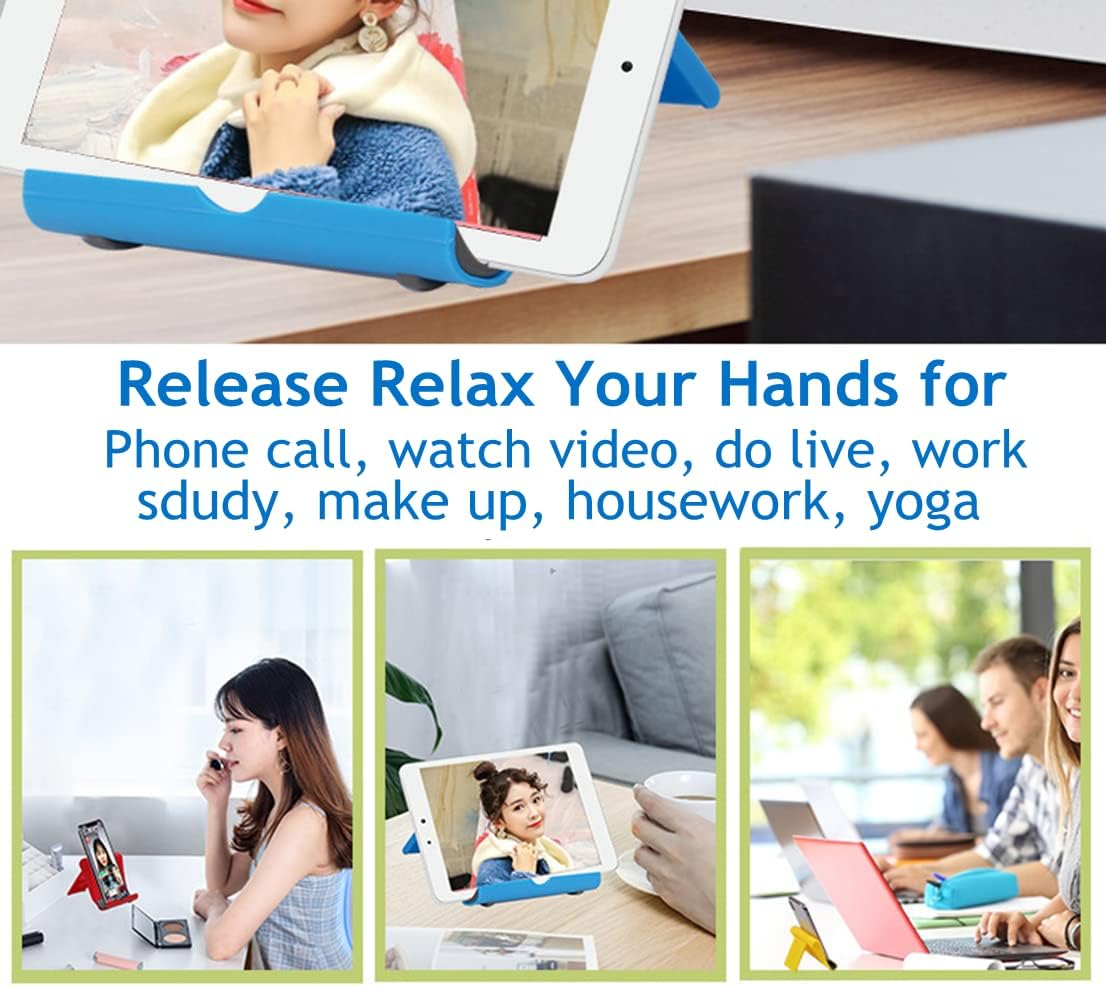 Cell Phone Stand for Desk Foldable Cell Phone Holder Desk Tablet Holder Mobile Phone Dock, Multi-Angle Universal Adjustable Tablet Dock Compatible with Most Cell Phones (Red)