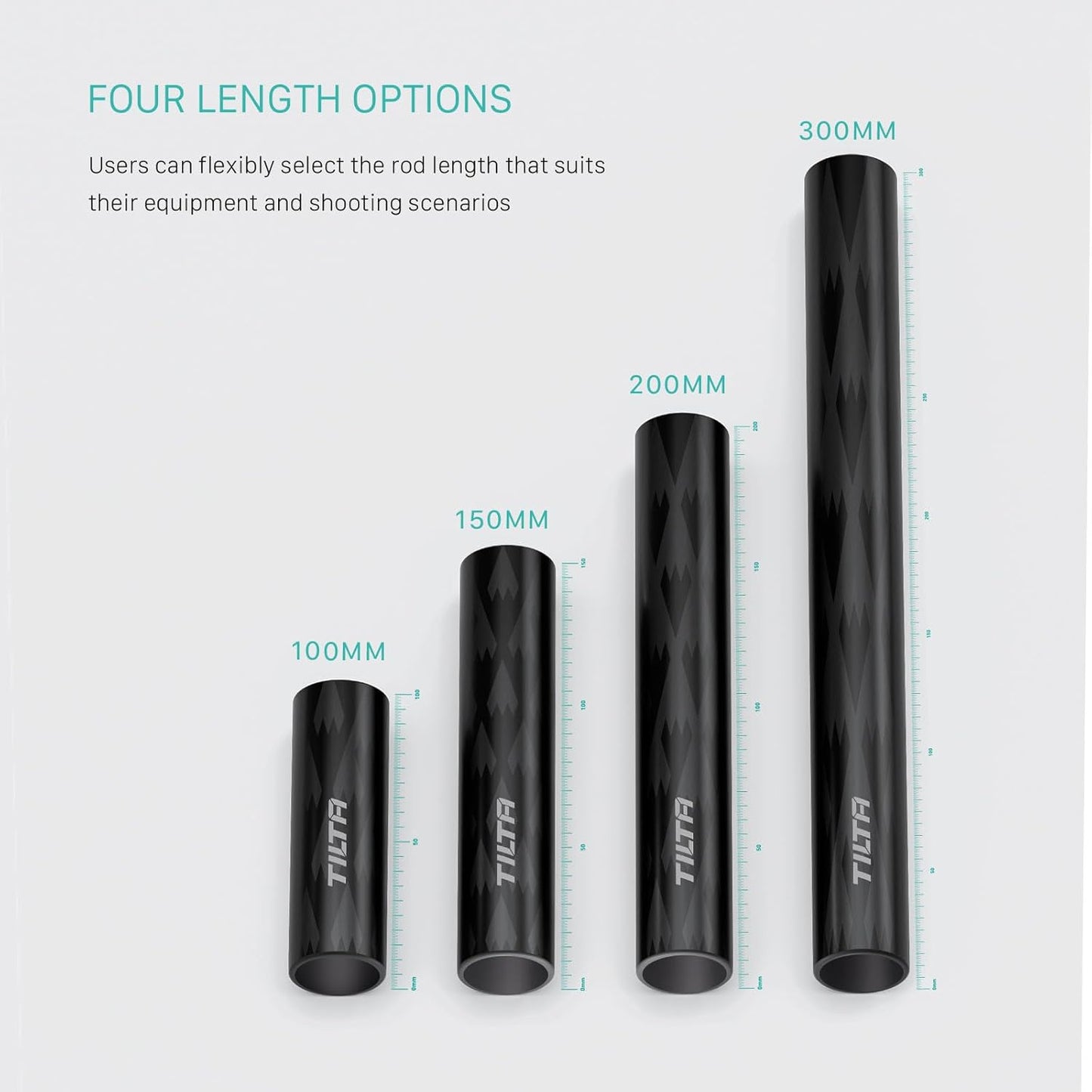 Tilta 2X Carbon Fiber Rods 15mm for Rail Support System | Increased Strength | Limited Reflection | Lightweight | DSLR Shoulder Rig, Camera Stabilizer Cage, Matte Box (20cm)