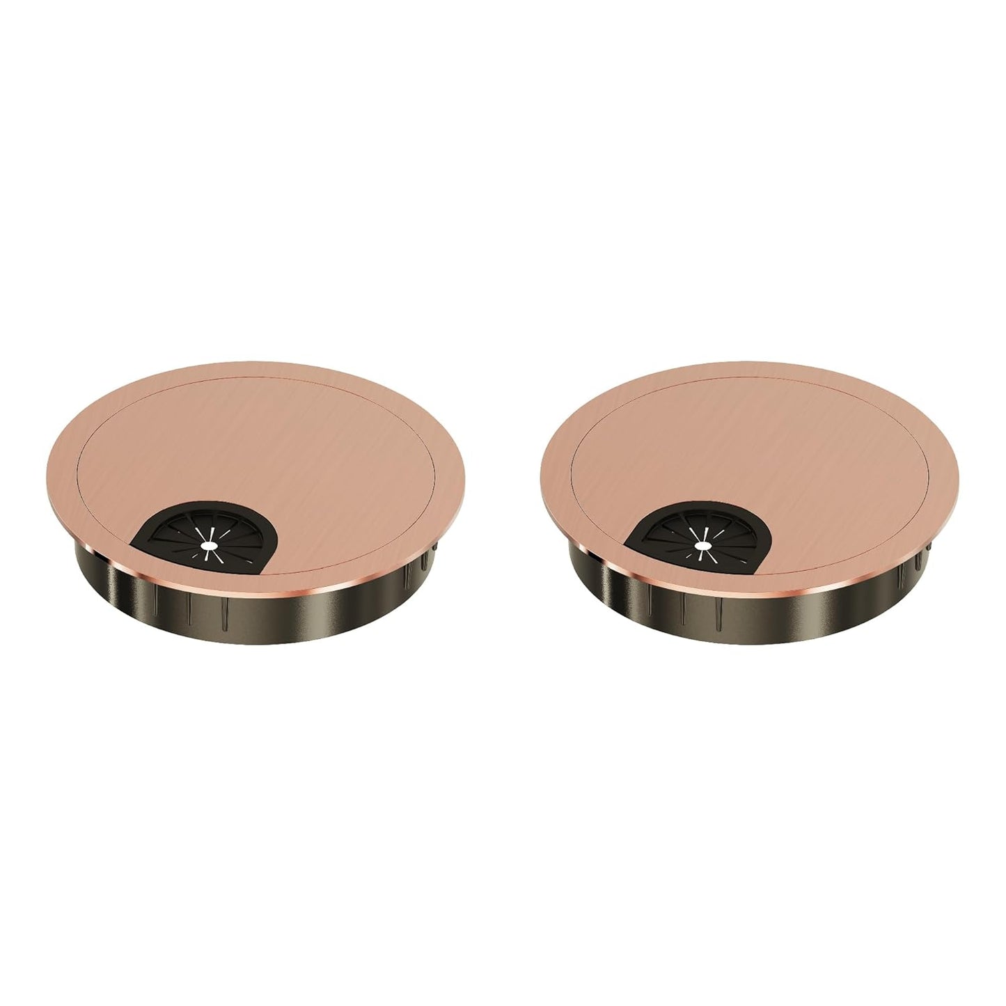2 Pack Desk Grommet 3-1/8 Inch 80mm, Zinc Alloy Computer Desk Wire Hole Cover, Office Desktop Cord Cable Hole Metal Ring, Red Bronze