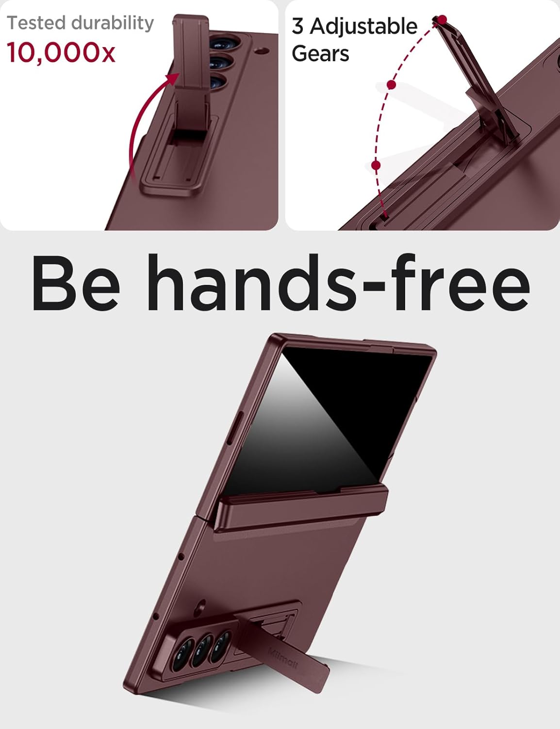 Miimall for Fold 7 Case with Privacy Screen Protector, Z Fold 7 Phone Case Stand, Heavy Duty, Full-Body Magnetic Hinge Protection Shockproof All-Inclusive Cases for Galaxy Z Fold 7 Wine Red
