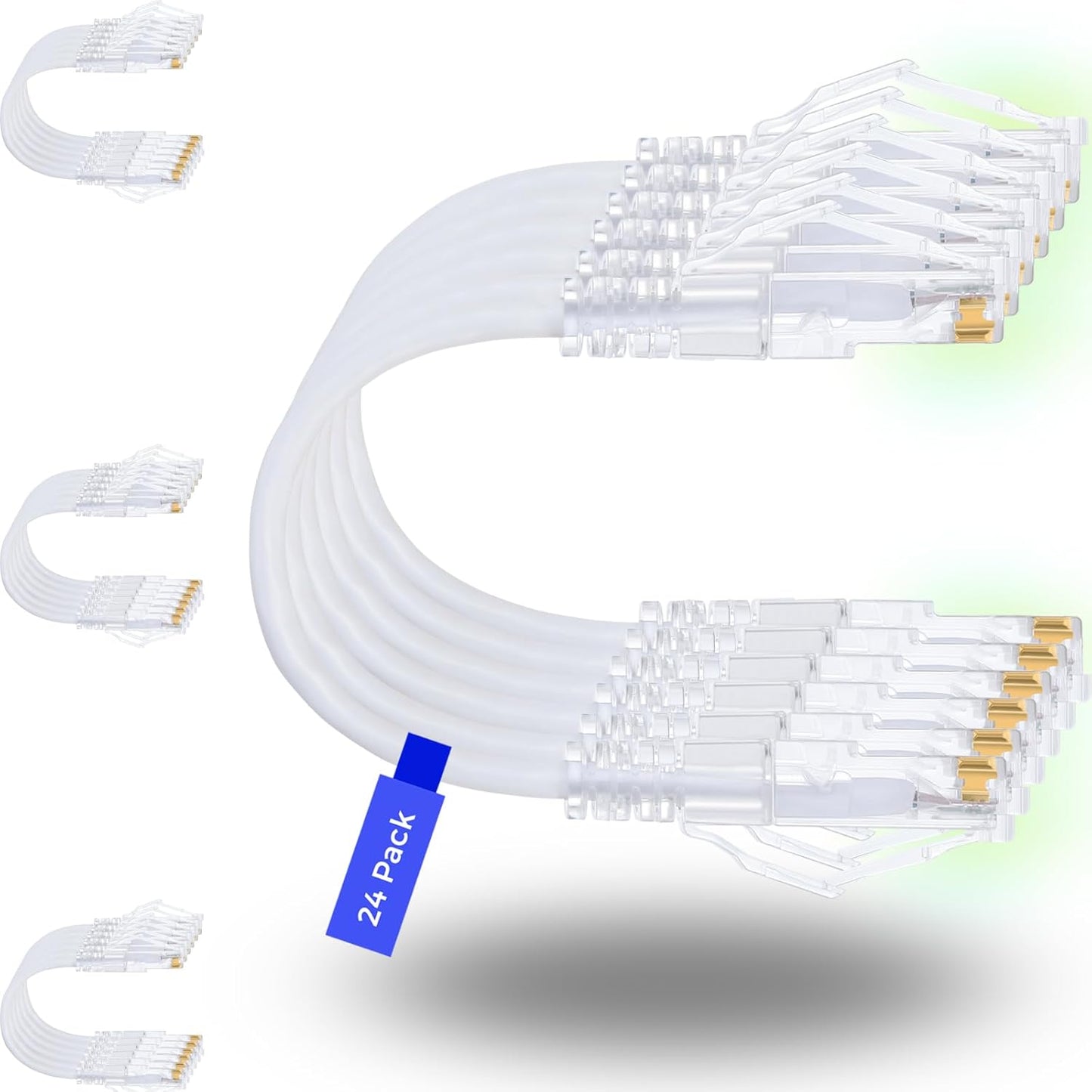 Rapink Patch Cables Cat6/ Cat6a 3ft (24 Pack) Slim, Cat6a Ethernet Patch Cable 10G Support, Snagless Cat 6 Patch Cable for Patch Panel to Switch, Flexiable Cat6 Ethernet Cable White