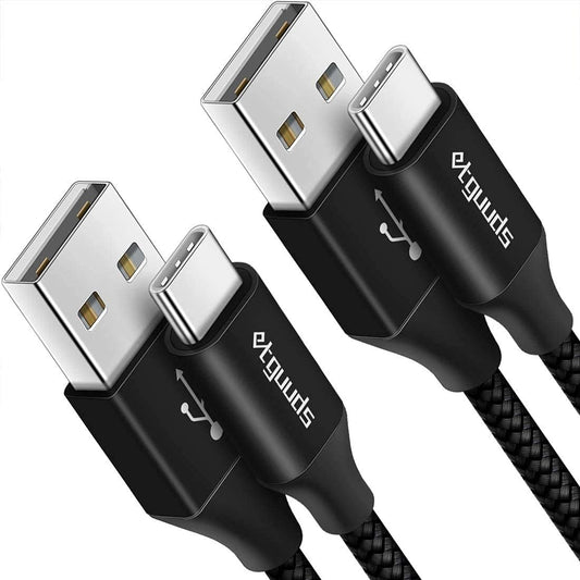 Long USB C Cable [12ft, 2-Pack], etguuds Fast Charging USB A to Type C Charger Cable Braided for Samsung Galaxy S22 S21 S20 Ultra 5G S10 S10E S9 Note 20 10 9, A10e A20 A33 A32 A50 A70, LG, Moto, Pixel