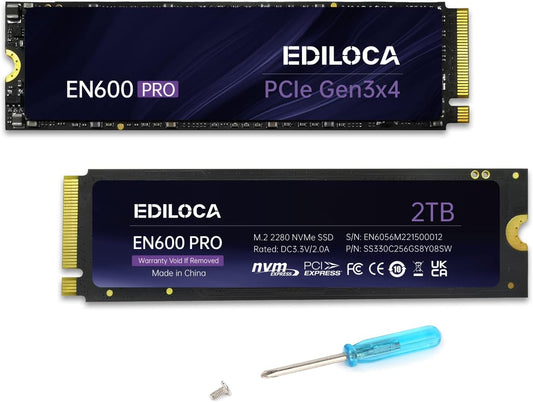 EN600 PRO SSD 2TB PCIe 3.0 Gen 3x4, NVMe M.2 2280, Up to 3500MB/s, Internal Solid State Drive, SLC Cache 3D NAND TLC, Graphene Cooling Sticker, Storage for PC, Desktop and Laptops