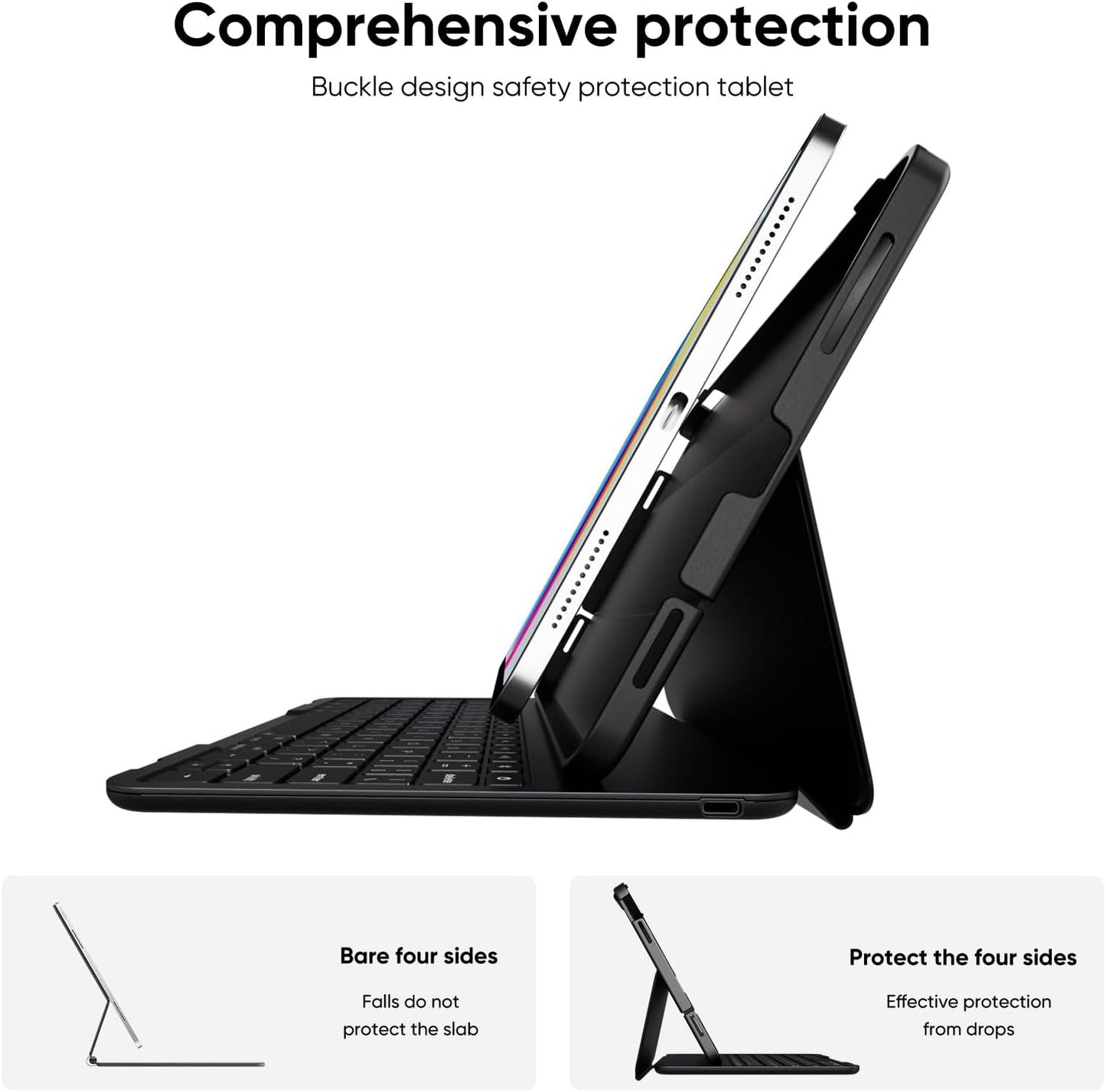 PAUL B for iPad 10th/11th Generation Case with Keyboard 10.9 Inch 2022/11 Inch 2025,Cover with Pencil Holder,Integrated for 10 Gen/11 Gen(A16),Wireless iPad Keyboard Case,Thin & Light (Red)