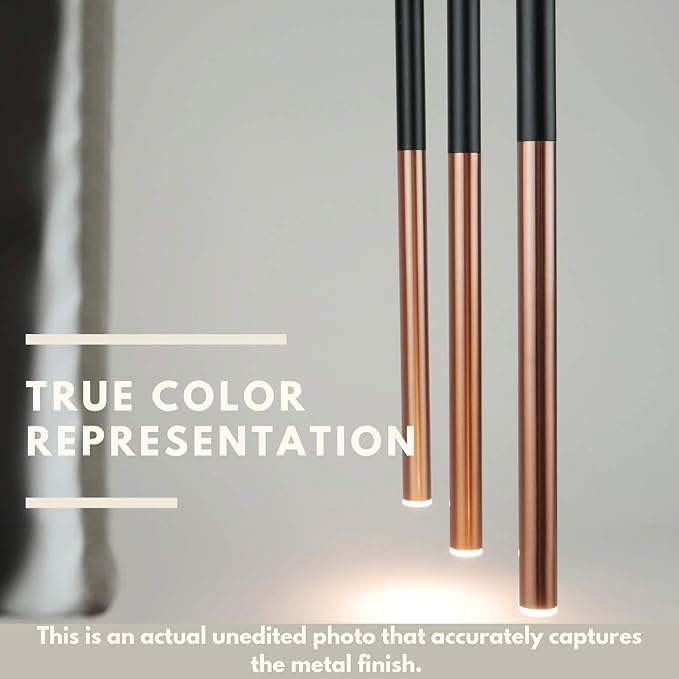 ALTAIR 10 Mini Pendant Lighting Black-Copper - LED Hanging Light Fixture for Kitchen Island, Bar, Foyer - Cluster Pendants - Dimmable, Adjustable Wire, Lamp Bulb Included
