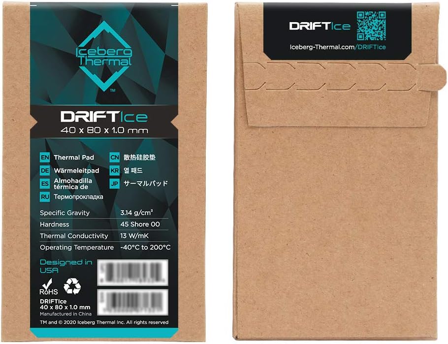 Iceberg Thermal DRIFTIce Thermal Pad 80mm x 40mm x 1.0mm (13 W/mK)