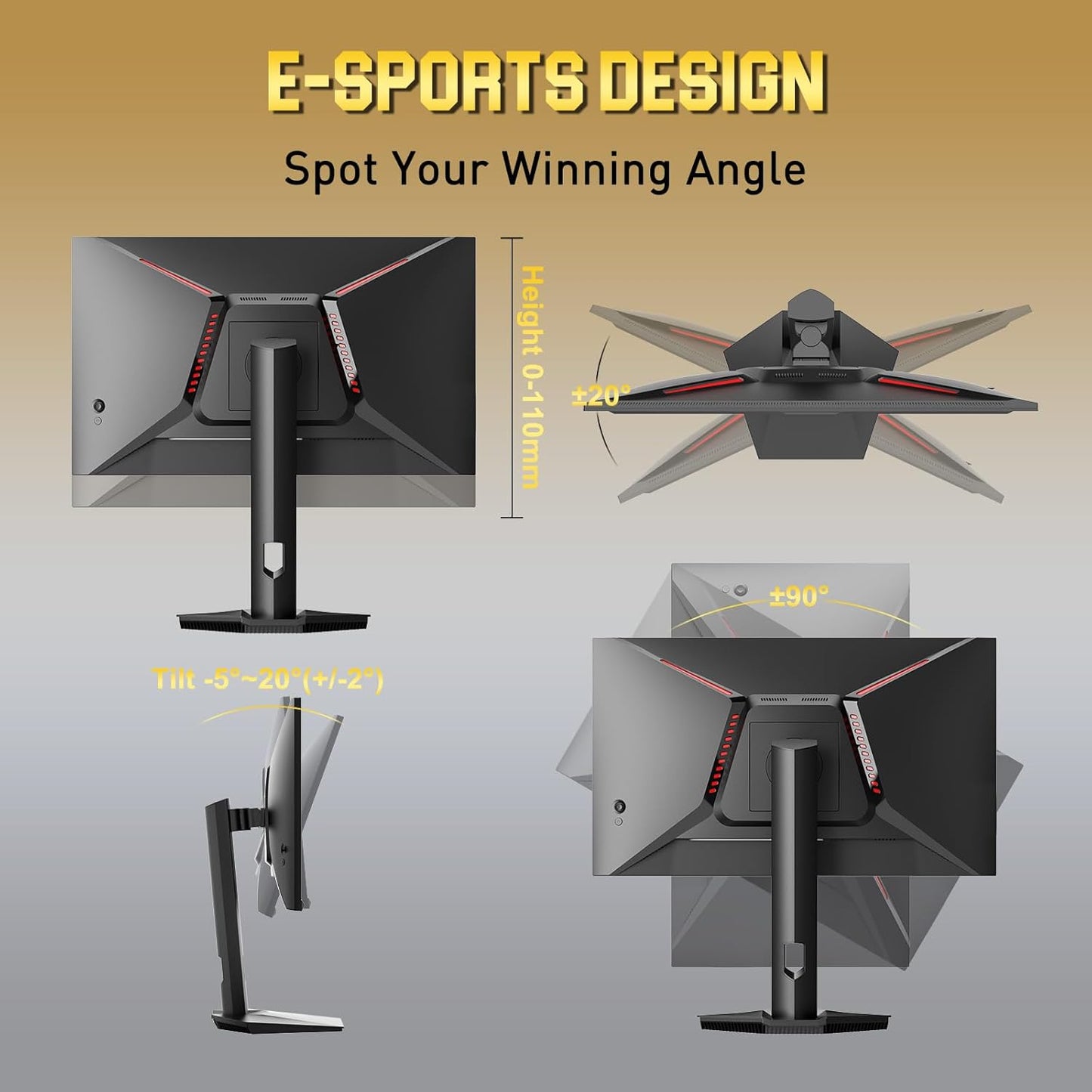 SANSUI 24.5 Inch Gaming Monitor 300Hz, QHD 2560×1440 Computer Monitor, 1ms Fast IPS Panel with 2× HDMI + 2× DP Ports, 130% sRGB Eye Care VESA Support (DP Cable Included ES-G25F6Q Pro)