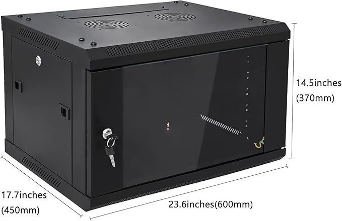6U Wall Mount Server Cabinet Network Rack Enclosure Locking Glass Door by NETECABLE