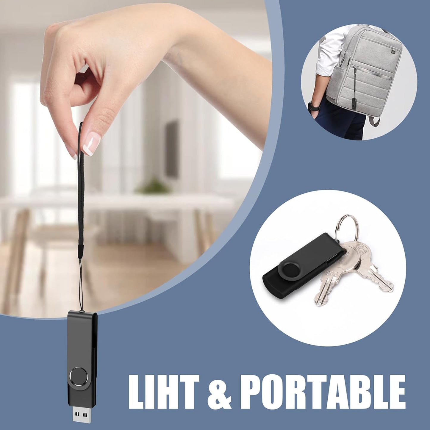 EASTBULL 1GB USB Flash Drive Bulk Thumb Drives 20 Pack with Lanyards USB 2.0 Memory Sticks Zip Drive Pen Drive for Storage and Backup Black 20PCS 1GB