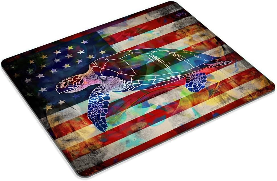 Square Mouse Pad Colorful Sea Turtle and National Flag-1,Gaming Mouse Pads for Desk,Soft Computer Waterproof Non-Slip Mouse Mat