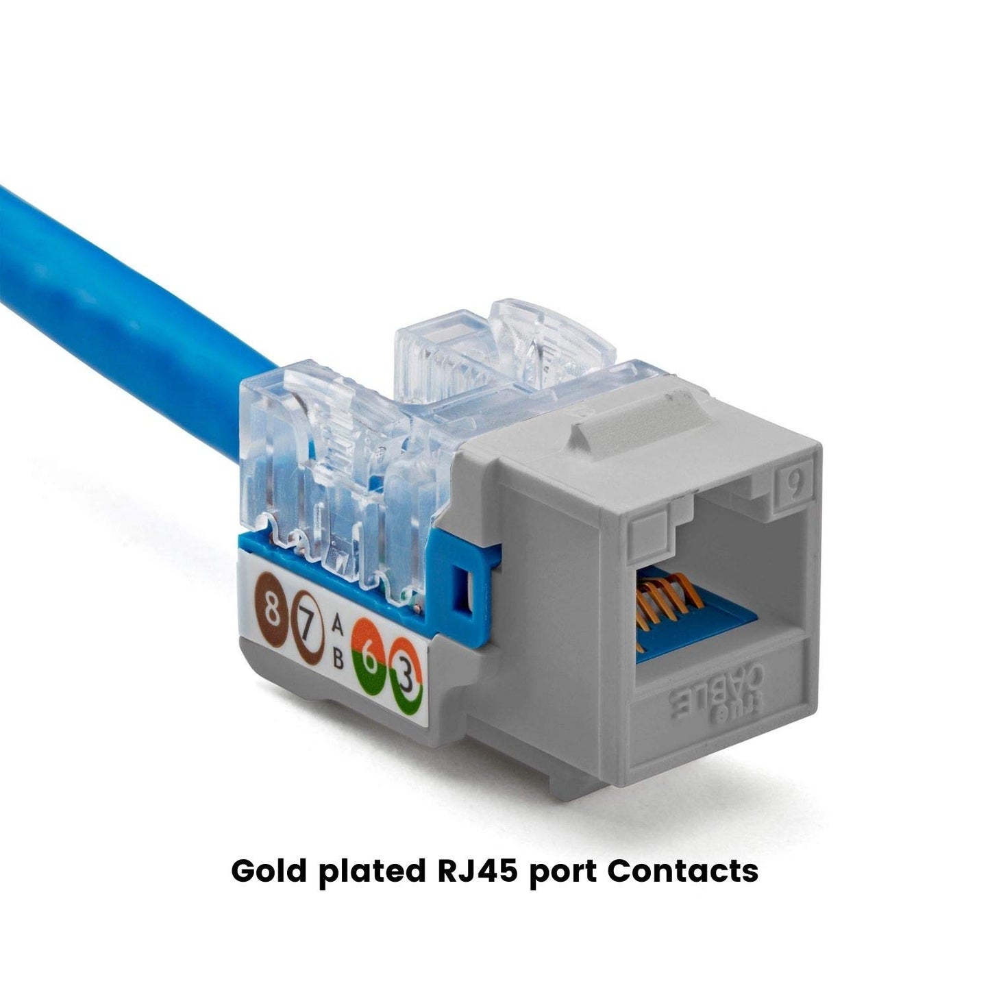 trueCABLE Cat6 Keystone Jack, Unshielded (UTP), 90 Degree Punch-Down, PoE++ (4PPoE) 100W, UL Listed, ETL Verified, ANSI/TIA Certified, Modular RJ45 Female, Gray, 12 Pack