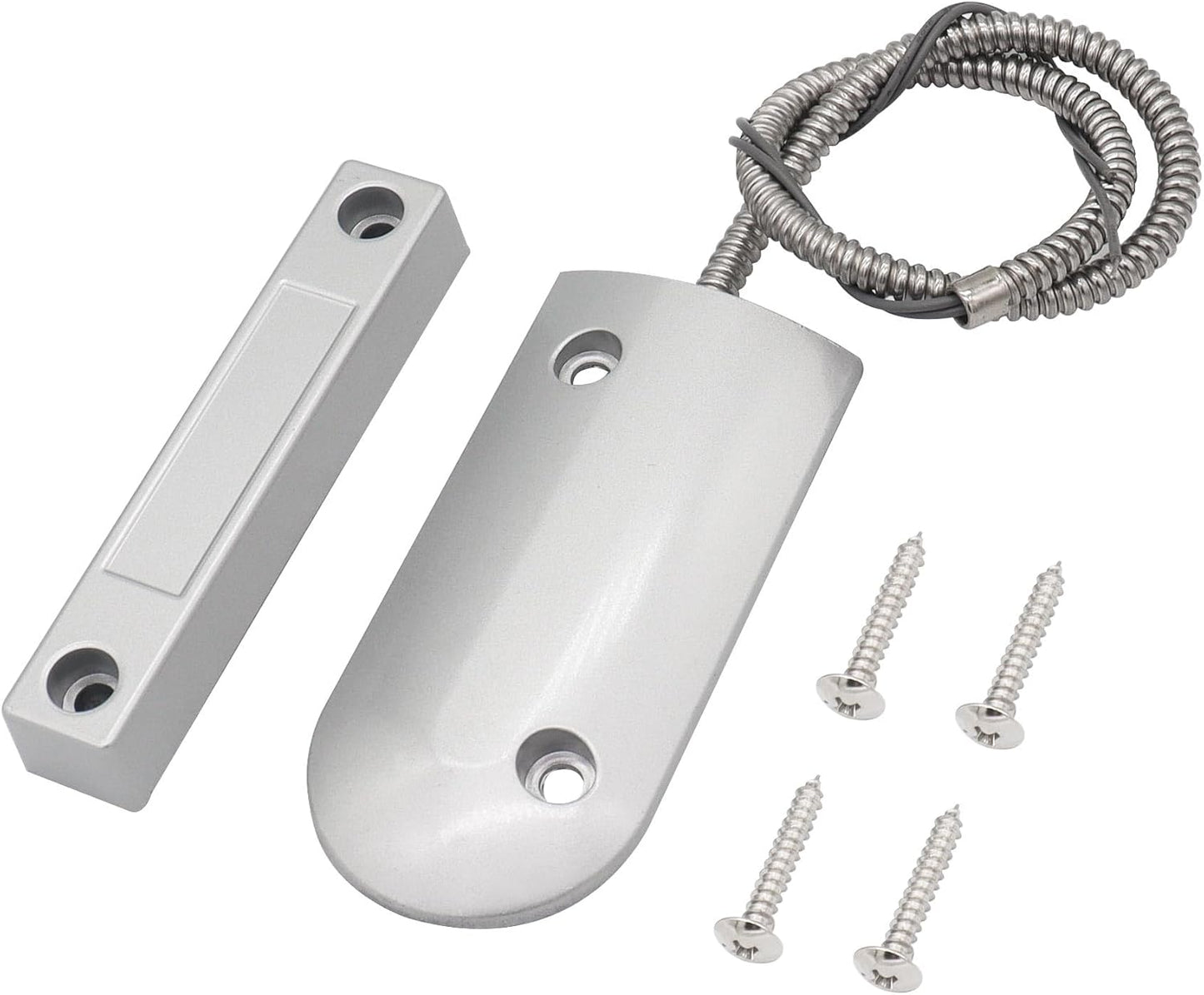 Magnetic Reed Switch Wired Surface Mount Normally Open/Closed NC/NO Contact Sensor Alarm Magnetic Door Switch with 3 Wires, Zinc Alloy Sliver, OC-60