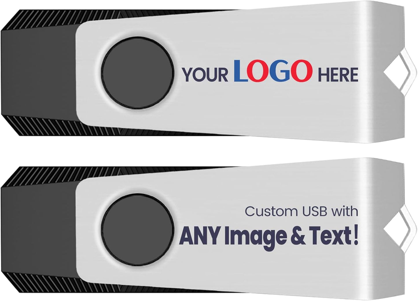 Customizable Flash Drives 128GB, Wooolken Personalized USB 2.0 Drive 10/20/50/100 Pack, Custom Thumb Drive Engraved Logo USB Drive (Mixcolors)