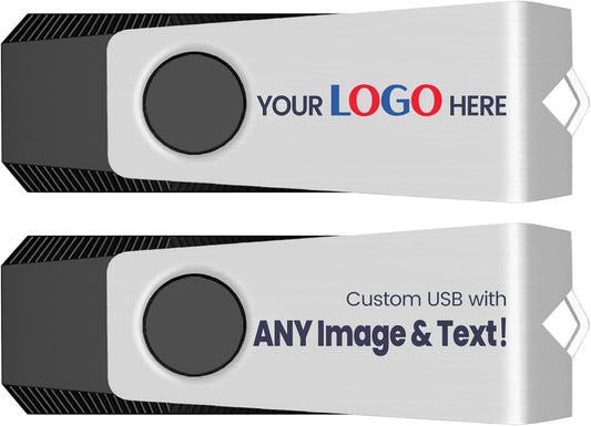 Customizable Flash Drives 2GB, Wooolken Personalized USB 2.0 Drive 10/20/50/100 Pack, Custom Thumb Drive Engraved Logo USB Drive (Mixcolors)