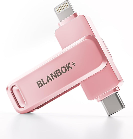MFi Certified 256GB Flash Drive for iPhone Photo Stick, USB Thumb Drive Memory Stick High Speed USB Drive Photo Storage for iPhone Flash Drive Compatible for iPhone/iPad/Android/PC (Pink)