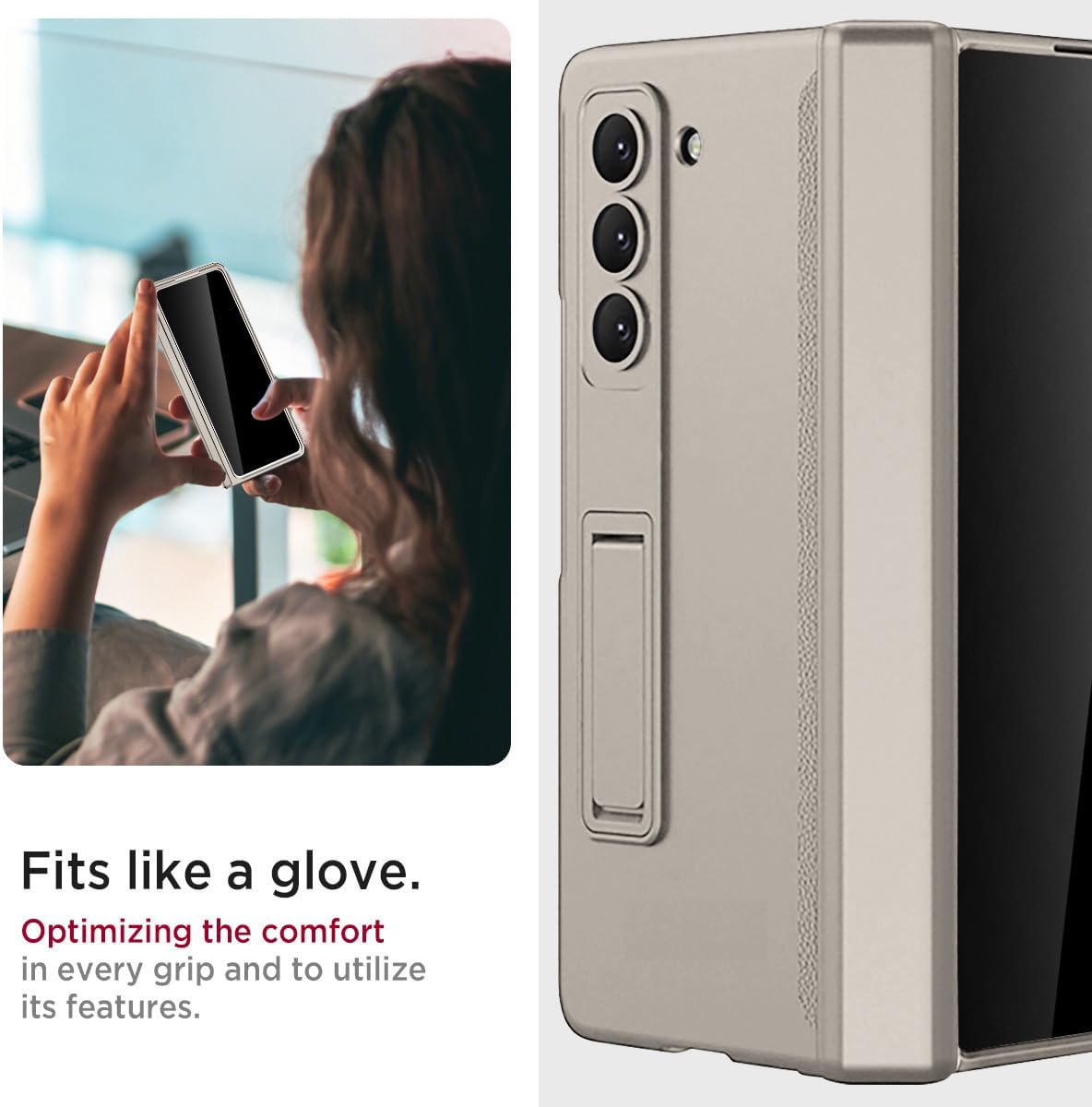 Miimall for Samsung Galaxy Z Fold 6 Case with Privacy Screen Protector, Built-in Adjustable Kickstand & Magnetic Hinge Protection All-Inclusive Protective Case for Galaxy Z Fold 6 5G Titanium Grey