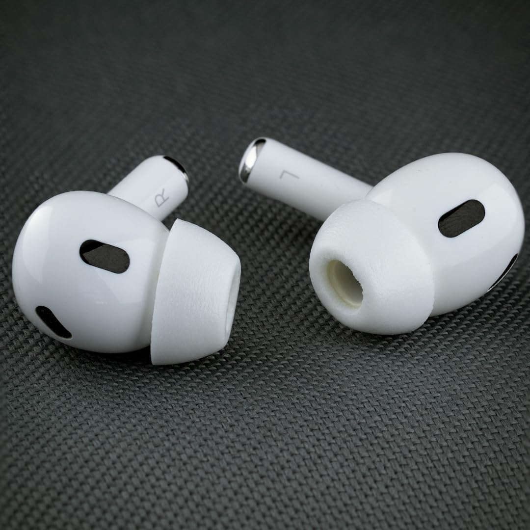 Comply TrueGrip MAX | Premium Memory Foam Replacement Earbud Tips for Apple AirPods Pro 1 & 2 | Long Lasting Comfort, Extreme Durability, Secure Fit, Superior Noise Isolation| White (Large) (1 Pair)